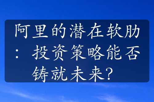 阿里的潜在软肋：投资策略能否铸就未来？