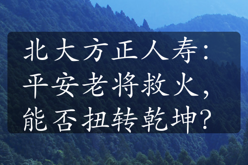 北大方正人寿：平安老将救火，能否扭转乾坤？