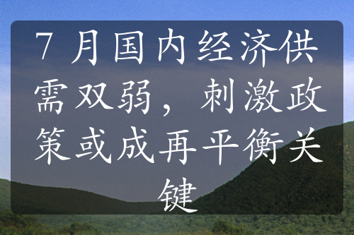 7 月国内经济供需双弱，刺激政策或成再平衡关键