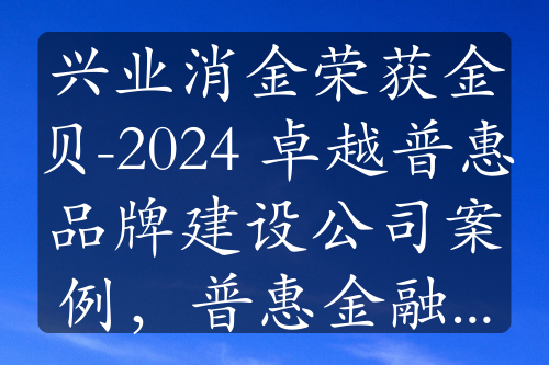 兴业消金荣获金贝-2024 卓越普惠品牌建设公司案例，普惠金融成果斐然