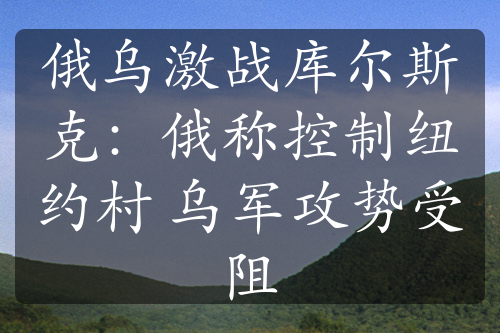 俄乌激战库尔斯克：俄称控制纽约村 乌军攻势受阻