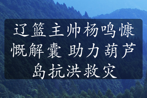 辽篮主帅杨鸣慷慨解囊 助力葫芦岛抗洪救灾