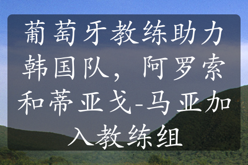 葡萄牙教练助力韩国队，阿罗索和蒂亚戈-马亚加入教练组