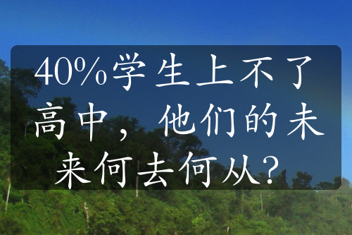 40%学生上不了高中，他们的未来何去何从？