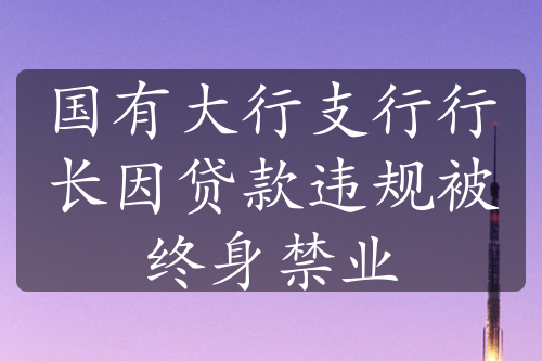 国有大行支行行长因贷款违规被终身禁业