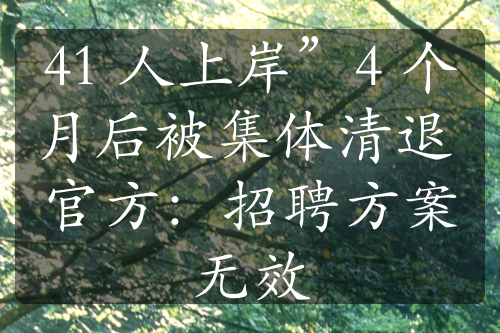 41 人上岸”4 个月后被集体清退 官方：招聘方案无效