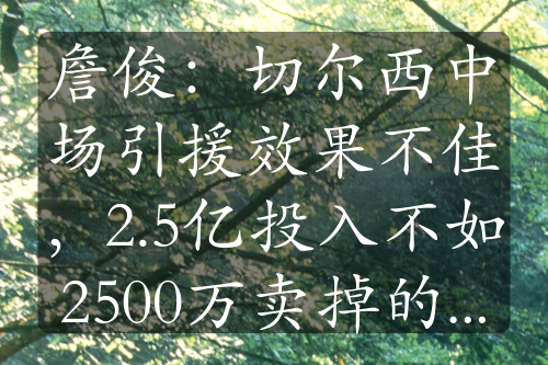 詹俊：切尔西中场引援效果不佳，2.5亿投入不如2500万卖掉的科娃